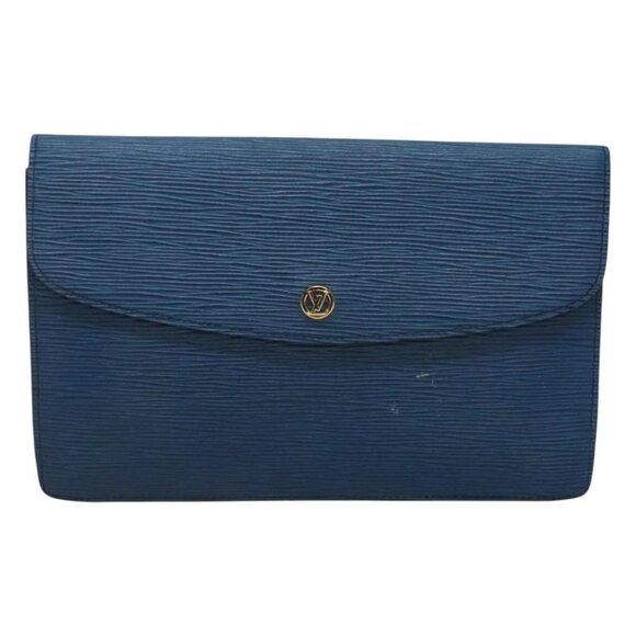 LOUIS VUITTON Epi Montaigne 27 Clutch Bag Blue - Picture 1 of 16
